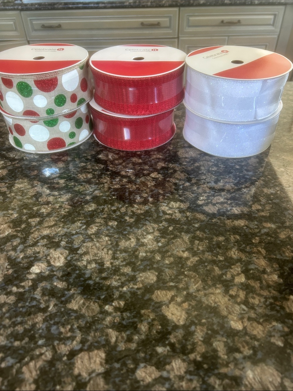 CELEBRATE IT ASSORTED JUMBO WIRED RIBBON 2.5"x 80 FT MIX OR MATCH NWT